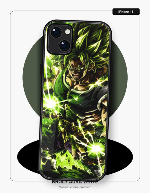 Coque Dragon Ball Broly Aura Verte iPhone 16 Dragon Ball