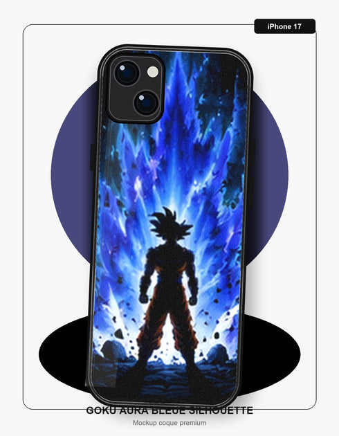 Coque Dragon Ball Goku Aura Bleue Silhouette iPhone 17 Dragon Ball