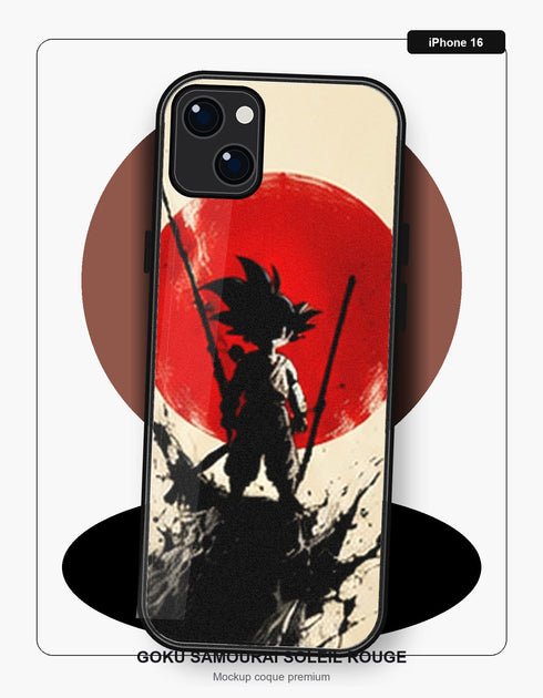 Coque Dragon Ball Goku Samourai Soleil Rouge iPhone 16 Dragon Ball