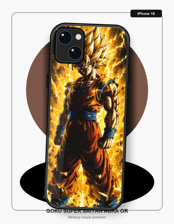 Coque Dragon Ball Goku Super Saiyan Aura Or iPhone 16 Dragon Ball