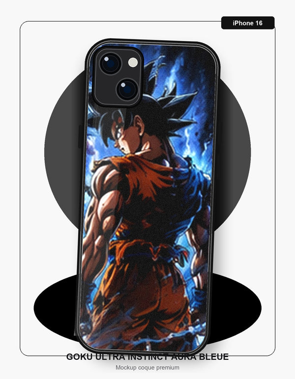 Coque Dragon Ball Goku Ultra Instinct Aura Bleue iPhone 16 Dragon Ball