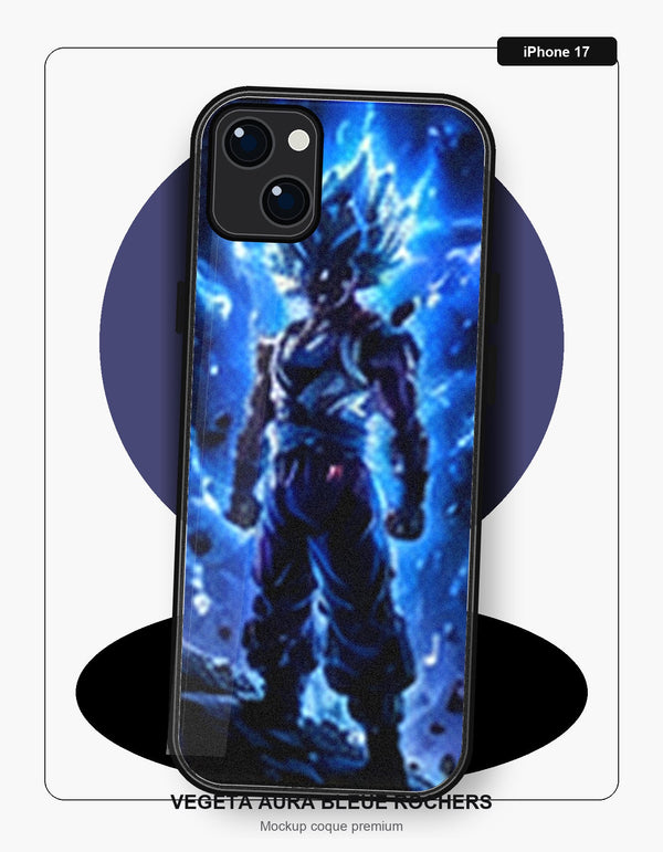 Coque Dragon Ball Vegeta Aura Bleue Rochers iPhone 17 Dragon Ball