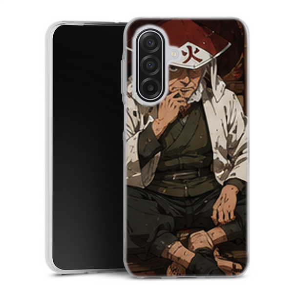 Coque Samsung A17 5G Naruto Hokage Hiruzen Sarutobi Assis Chapeau Rouge Konoha Naruto