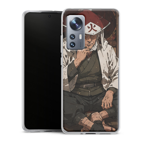 Coque Xiaomi 12 5G Naruto Hokage Hiruzen Sarutobi Assis Chapeau Rouge Konoha Naruto