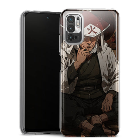 Coque Xiaomi Redmi Note 10 5G Naruto Hokage Hiruzen Sarutobi Assis Chapeau Rouge Konoha Naruto