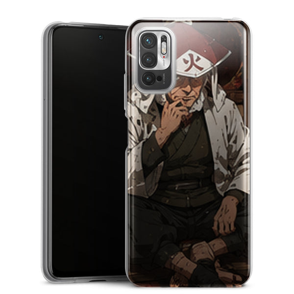 Coque Xiaomi Redmi Note 10 5G Naruto Hokage Hiruzen Sarutobi Assis Chapeau Rouge Konoha Naruto