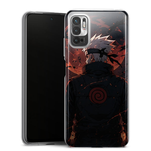 Coque Xiaomi Redmi Note 10 5G Naruto Hokage Kakashi Dos Symbole Rouge Lune Sombre Naruto
