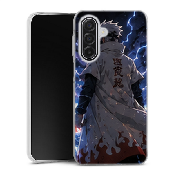 Coque Samsung A17 5G Naruto Hokage Kakashi Manteau Blanc Eclairs Bleus Raikiri Naruto