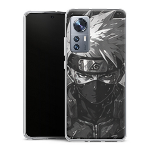 Coque Xiaomi 12 5G Naruto Hokage Kakashi Noir Blanc Sharingan Portrait Ninja Naruto