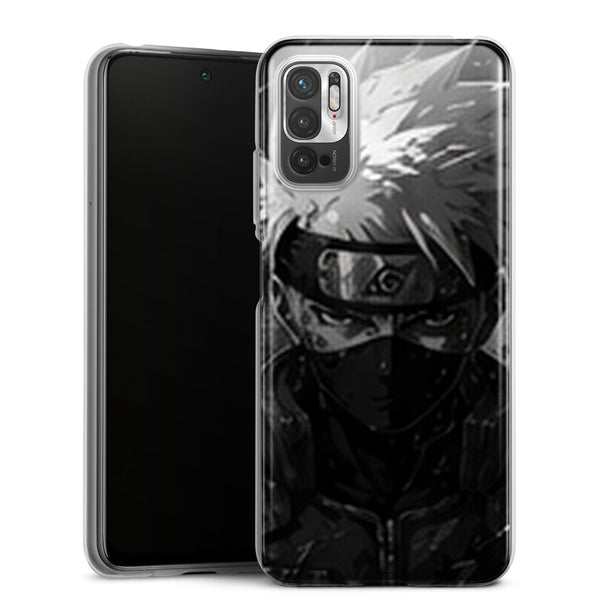 Coque Xiaomi Redmi Note 10 5G Naruto Hokage Kakashi Noir Blanc Sharingan Portrait Ninja Naruto