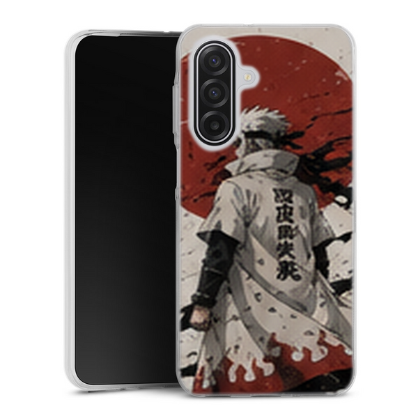 Coque Samsung A17 5G Naruto Hokage Kakashi Soleil Rouge Manteau Blanc Corbeaux Naruto