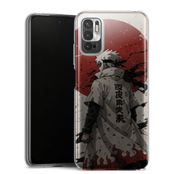 Coque Xiaomi Redmi Note 10 5G Naruto Hokage Kakashi Soleil Rouge Manteau Blanc Corbeaux Naruto