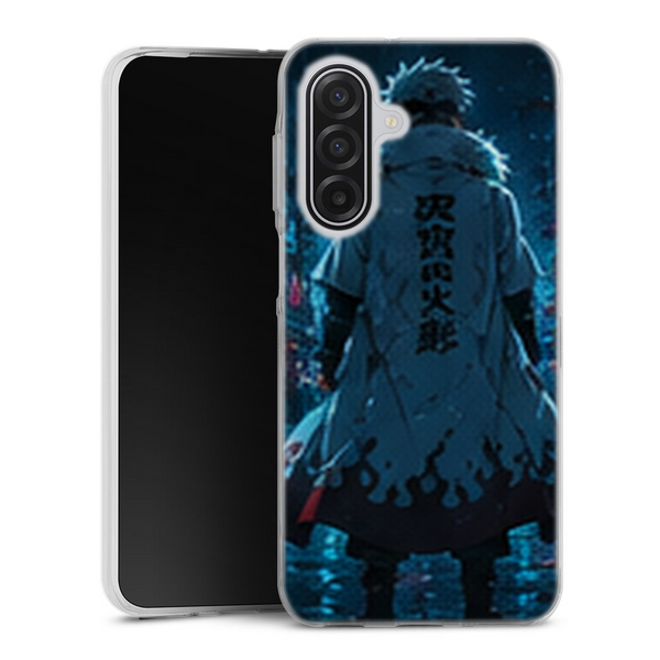 Coque Samsung A17 5G Naruto Hokage Kakashi Ville Neon Manteau Bleu Cyberpunk Naruto