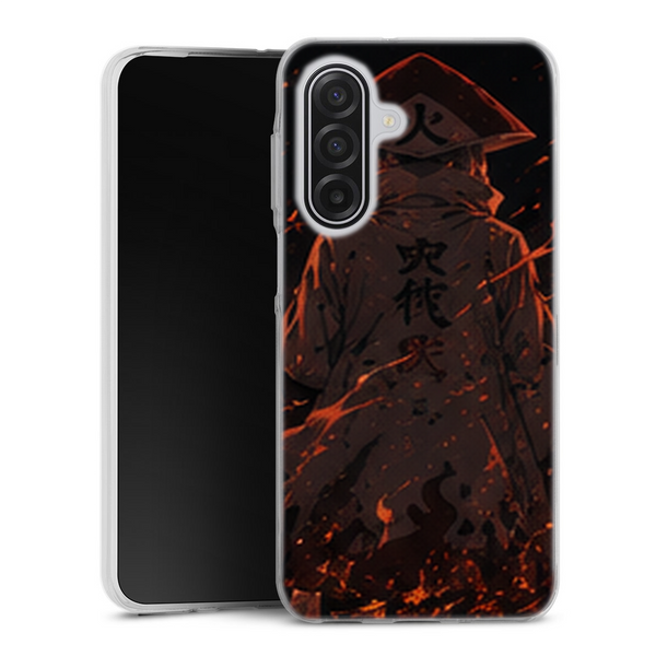 Coque Samsung A17 5G Naruto Hokage Manteau Noir Flammes Rouges Style Sombre Naruto
