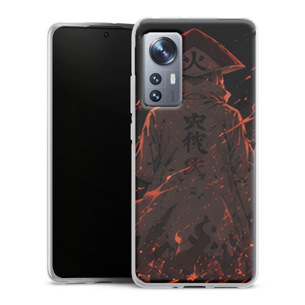 Coque Xiaomi 12 5G Naruto Hokage Manteau Noir Flammes Rouges Style Sombre Naruto