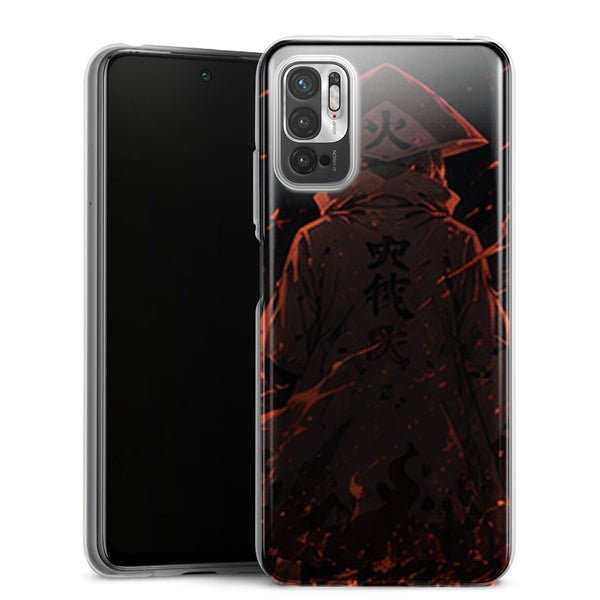 Coque Xiaomi Redmi Note 10 5G Naruto Hokage Manteau Noir Flammes Rouges Style Sombre Naruto
