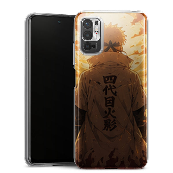 Coque Xiaomi Redmi Note 10 5G Naruto Hokage Minato Flammes Dorees Manteau Quatrieme Naruto