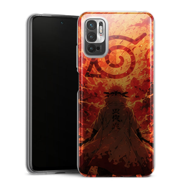 Coque Xiaomi Redmi Note 10 5G Hokage Minato Flammes Orange Symbole Konoha Naruto Naruto