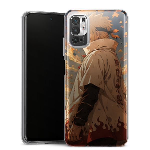 Coque Xiaomi Redmi Note 10 5G Naruto Hokage Minato Manteau Blanc Feuilles Automne Naruto