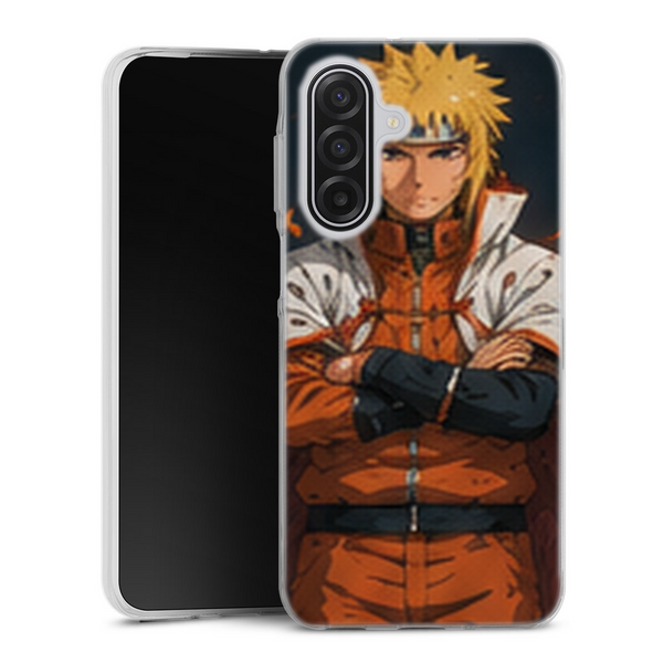 Coque Samsung A17 5G Naruto Hokage Minato Namikaze Portrait Orange Manteau Blanc Naruto