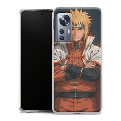 Coque Xiaomi 12 5G Naruto Hokage Minato Namikaze Portrait Orange Manteau Blanc Naruto