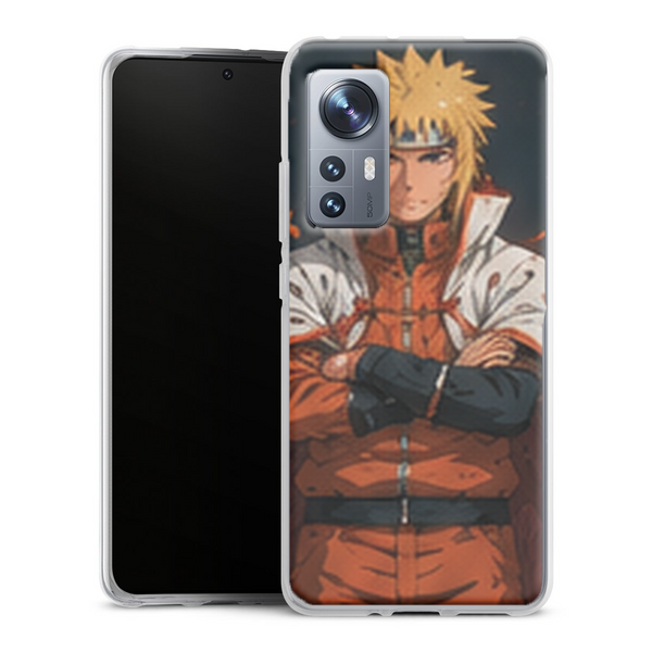 Coque Xiaomi 12 5G Naruto Hokage Minato Namikaze Portrait Orange Manteau Blanc Naruto