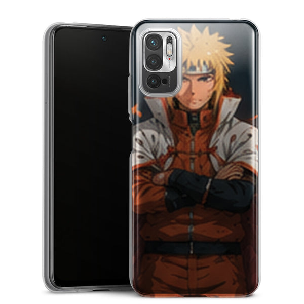 Coque Xiaomi Redmi Note 10 5G Naruto Hokage Minato Namikaze Portrait Orange Manteau Blanc Naruto
