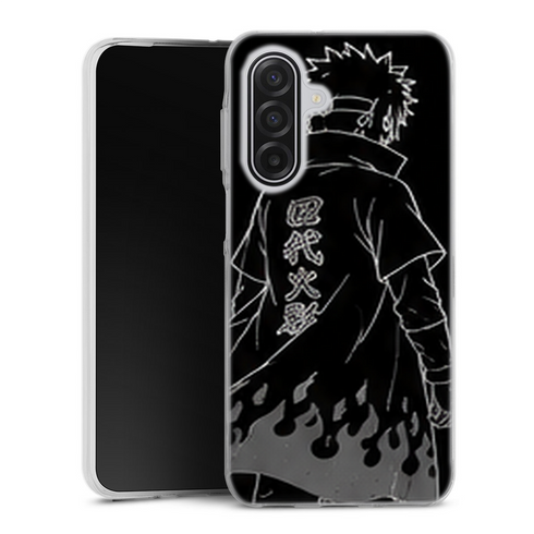 Coque Samsung A17 5G Naruto Hokage Minato Noir Blanc Manteau Flammes Minimaliste Naruto