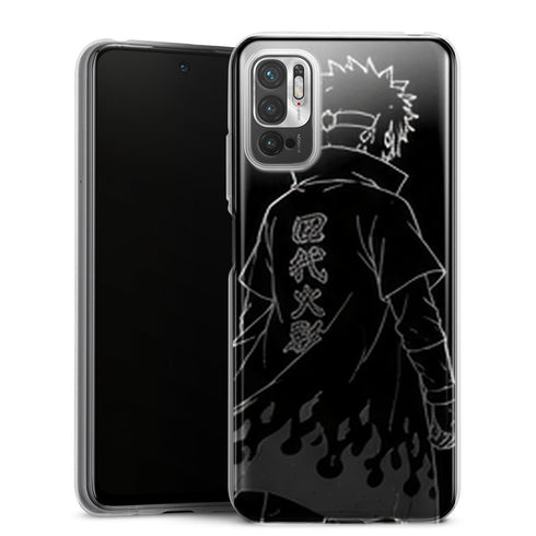 Coque Xiaomi Redmi Note 10 5G Naruto Hokage Minato Noir Blanc Manteau Flammes Minimaliste Naruto