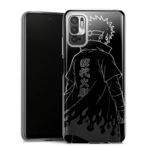 Coque Xiaomi Redmi Note 10 5G Naruto Hokage Minato Noir Blanc Manteau Flammes Minimaliste Naruto