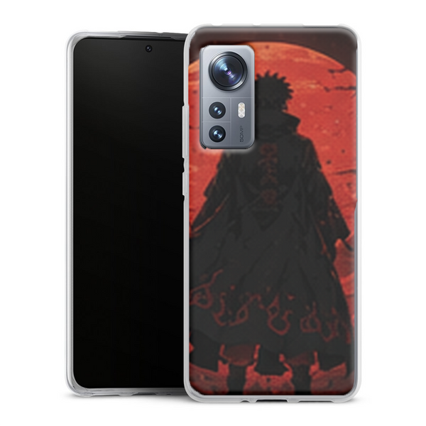 Coque Xiaomi 12 5G Naruto Hokage Silhouette Rouge Noir Coucher Soleil Konoha Naruto