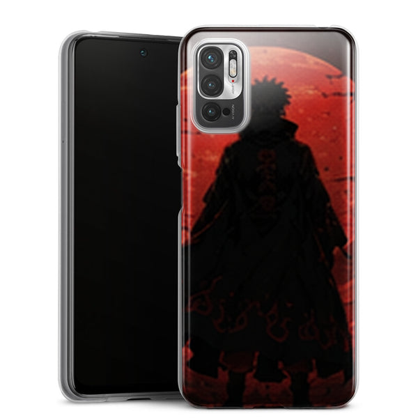 Coque Xiaomi Redmi Note 10 5G Naruto Hokage Silhouette Rouge Noir Coucher Soleil Konoha Naruto
