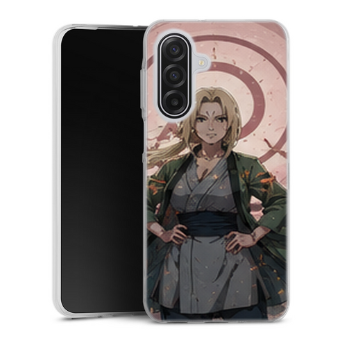 Coque Samsung A17 5G Naruto Hokage Tsunade Senju Portrait Fond Rose Konoha Naruto