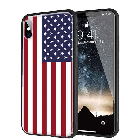 Drapeau Américain | Coque iPhone SE 2020 Bumper Drapeau Etats-Unis | Housse de protection en Silicone USA, Gel Tpu, Antichocs | Verre Trempé MaCoquePerso