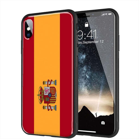 Drapeau Espagnol | Coque iPhone SE 2020 Drapeau Espagne | Housse de protection en Silicone, Gel Tpu, Antichocs | Bumper Verre Trempé MaCoquePerso