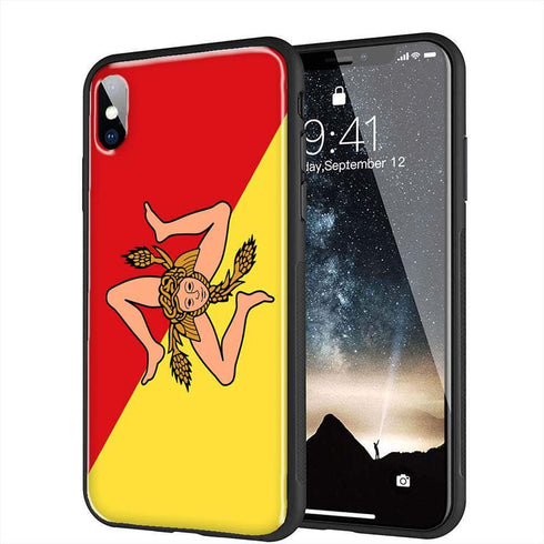 Drapeau Sicilien | Coque iPhone SE 2020 Drapeau Sicile | Housse de protection en Silicone, Gel Tpu, Antichocs | Verre Trempé MaCoquePerso