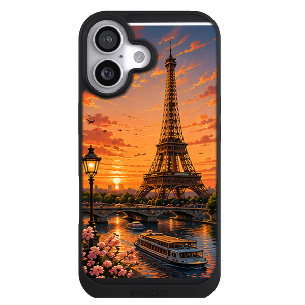 Coque Ile-de-France Tour Eiffel au Coucher du Soleil - Seine et Ciel Orange