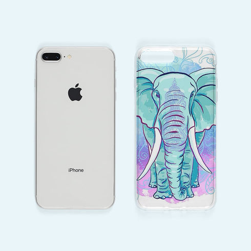 Elephant Watercolor - iPhone 8 Plus, 7 Plus - Coque Silicone