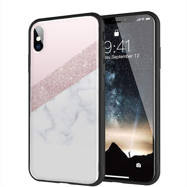 Strass à Gogo, Coque iPhone X Marbre en Verre trempé, iPhone XR, iPhone Xs