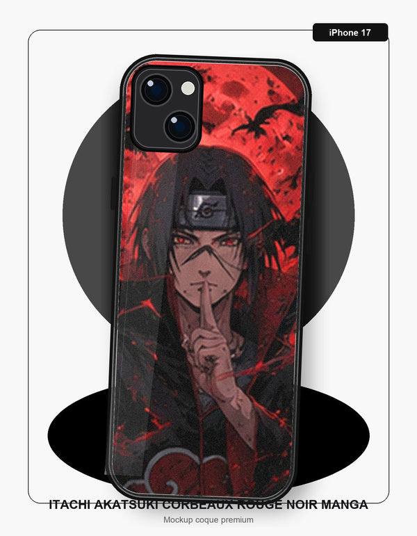 Coque iPhone 17 Manga Naruto Itachi Akatsuki Corbeaux Rouge Noir Manga Naruto