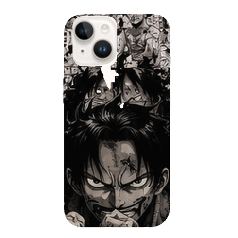 Coque iPhone 15 One Piece Luffy Battle Manga Collage