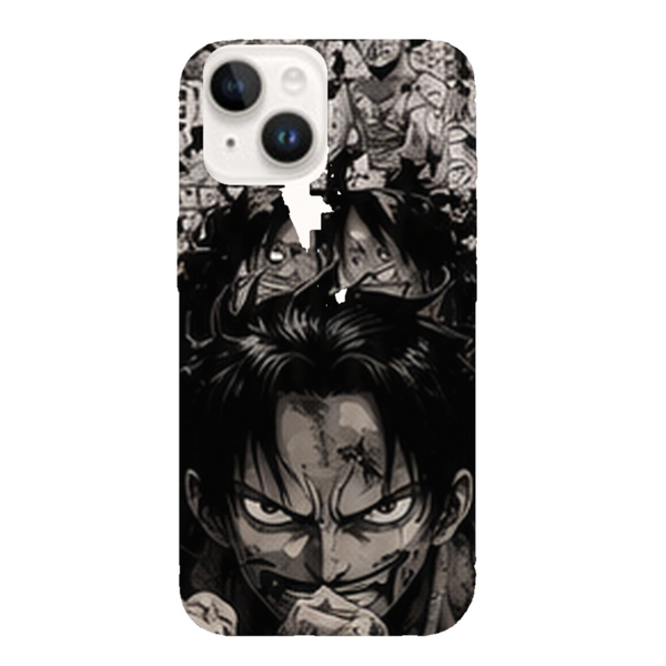 Coque iPhone 15 One Piece Luffy Battle Manga Collage