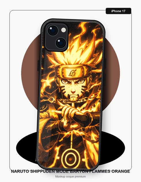 Coque iPhone 17 Manga Naruto Shippuden Mode Baryon Flammes Orange Naruto