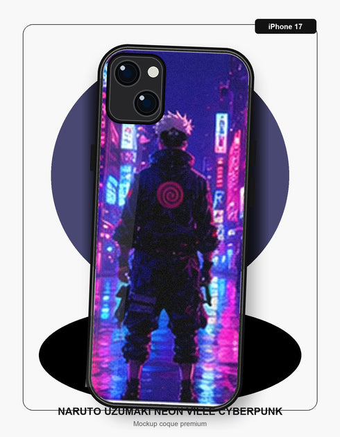 Coque iPhone 17 Manga Naruto Uzumaki Neon Ville Cyberpunk Naruto