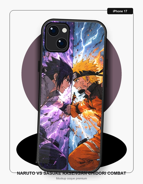 Coque iPhone 17 Manga Naruto Vs Sasuke Rasengan Chidori Combat Naruto
