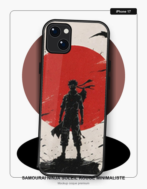 Coque iPhone 17 Manga Naruto Samourai Ninja Soleil Rouge Minimaliste Naruto