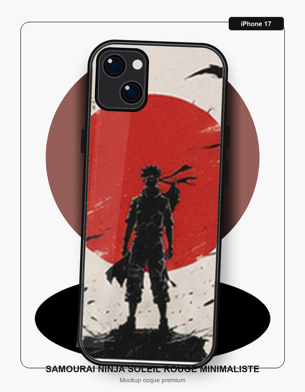 Coque iPhone 17 Manga Naruto Samourai Ninja Soleil Rouge Minimaliste Naruto