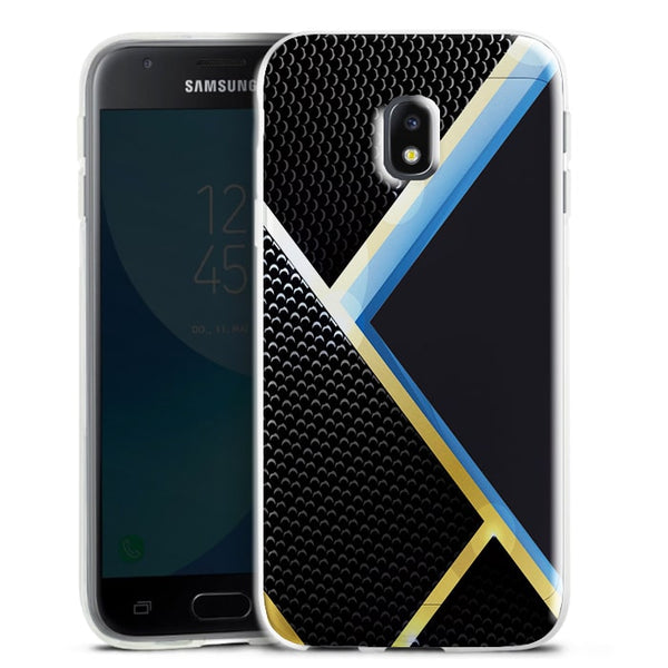 Coque Télephone J3 2017 Design Carbone Bleu