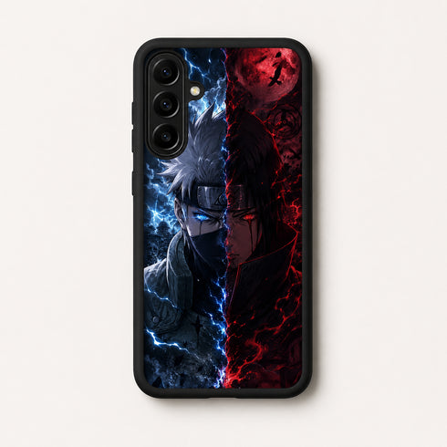 Coque Samsung Galaxy A26 5G Duel Éclair Lune Rouge vue inclinée