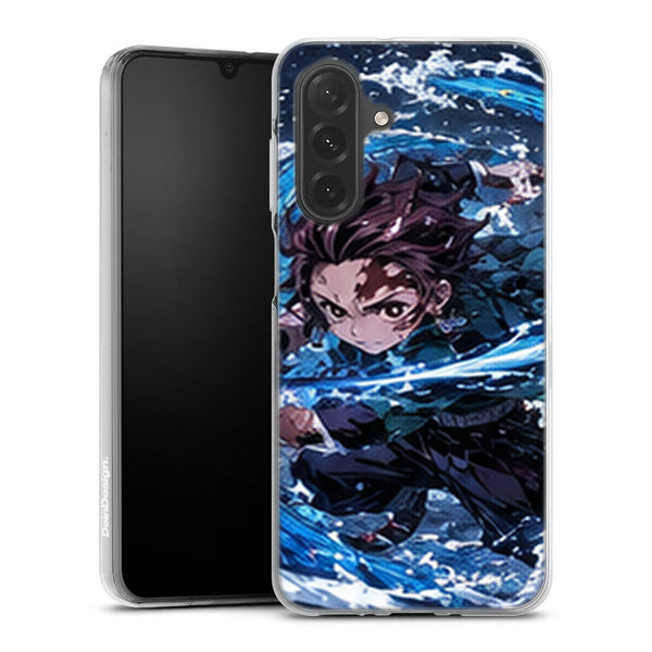 Coque Samsung A27 5G Demon Slayer Tanjiro Kamado Attaque Vague Bleue - coque Samsung A27 5G Demon Slayer